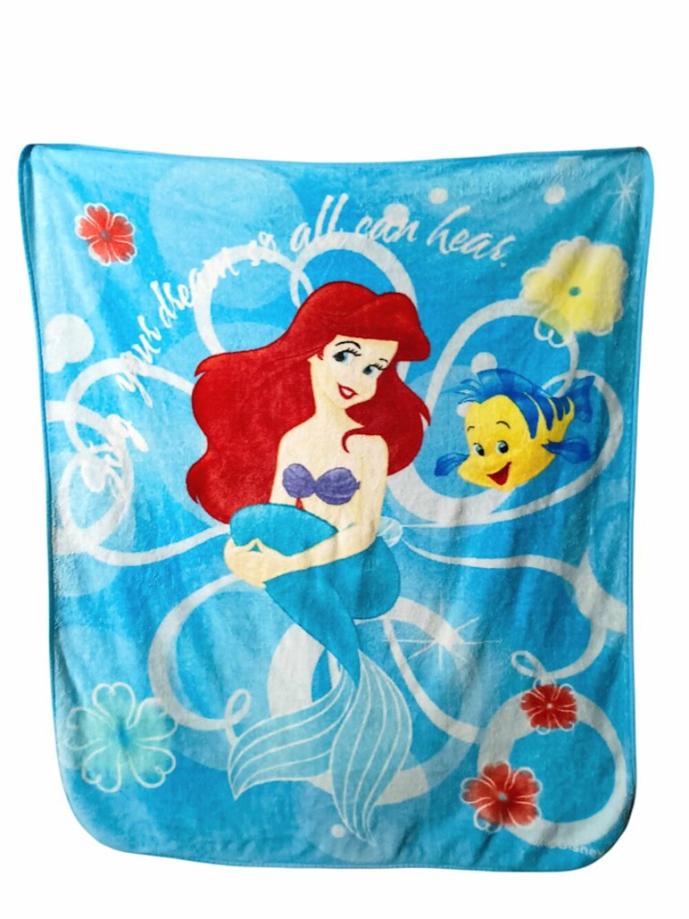Disney The Little Mermaid Flounder Sing Your Dream So All Hear Blanket 49” X 58”